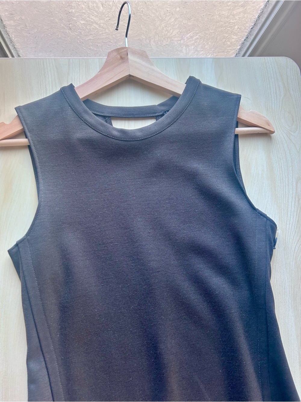 Theory Chocolate Brown Virgin Wool Blend Sleeveless Sheath Dress Size 4 - Picture 4 of 9